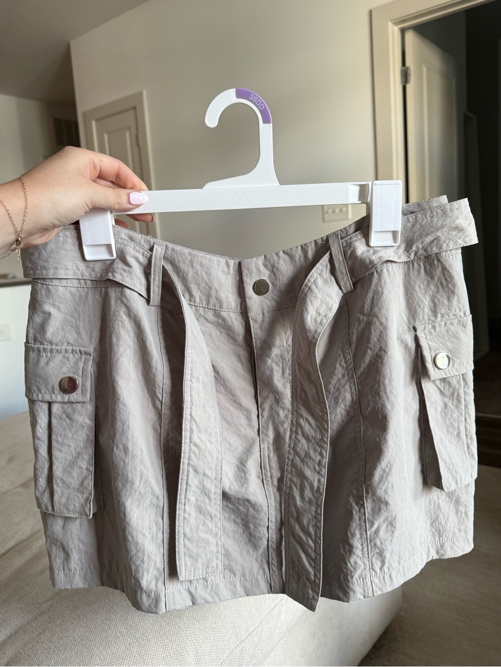 Women's Utility Mini Skirt in Light Gray